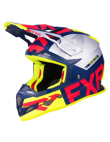 FXR Boost Evo Helmet Navy/Röd/Hi Vis/Silver