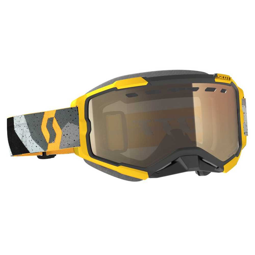 Scott Goggle Fury LS Snow Cross camo grey/yellow light sensitive bronze chrome