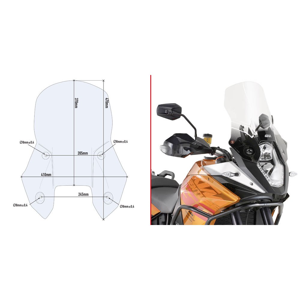 Givi Specific screen transparent 37 x 41 cm 1190 Adventure