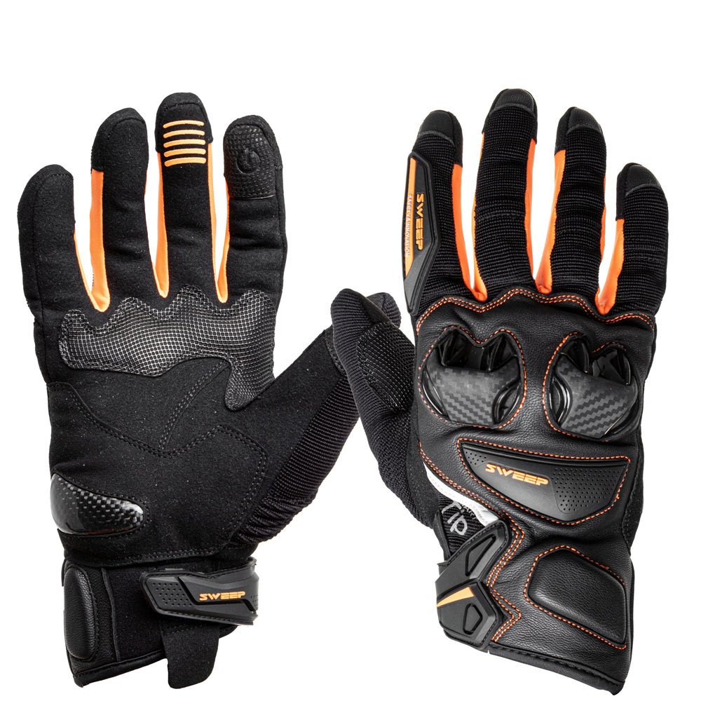 Sweep Hammer MC handske, svart/orange, 2XL(12)