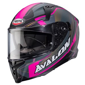 CABERG Mc Hjälm AVALON X Optic Matt Svart/Grå/Rosa
