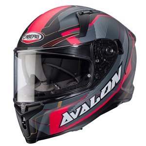 CABERG Mc Hjälm AVALON X Optic Matt Svart/Grå/Röd